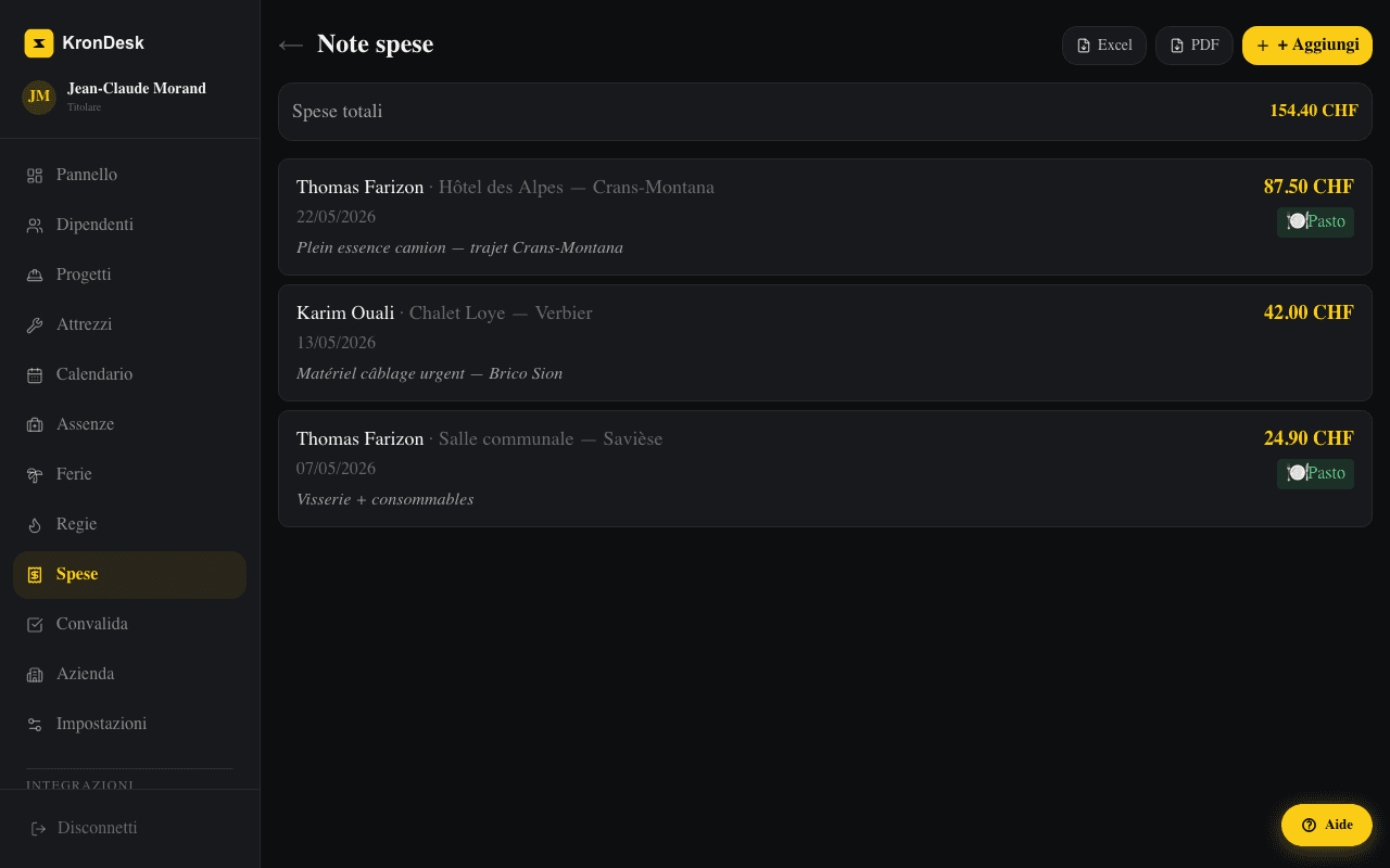 KronDesk — notes de frais avec photos de tickets, validation et export fiduciaire