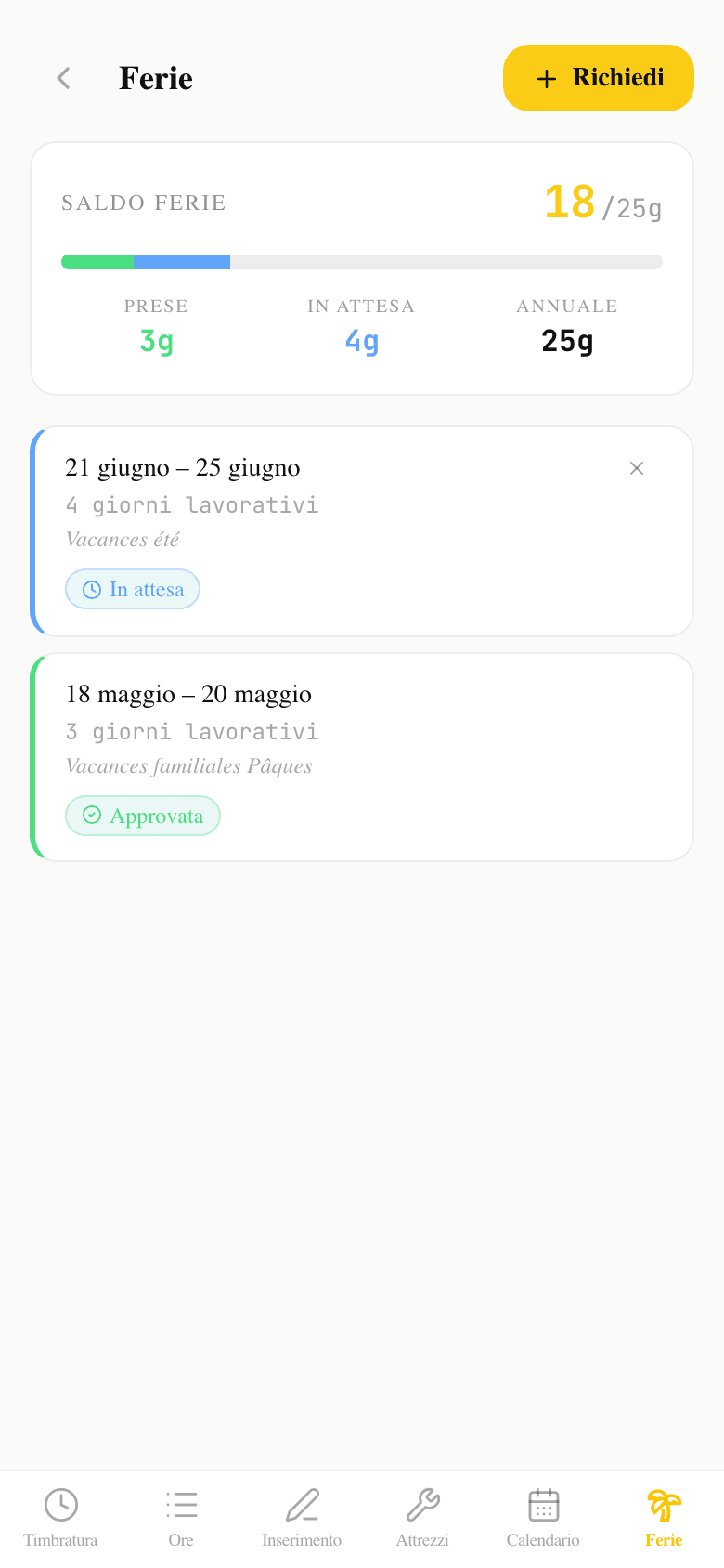 Application KronDesk sur smartphone — suivi du temps pour PME suisses du terrain