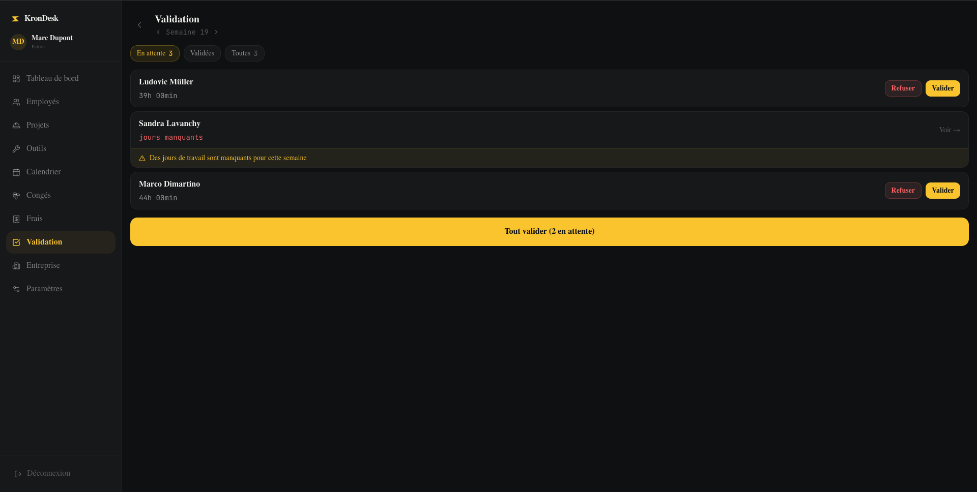 Export Bexio depuis KronDesk